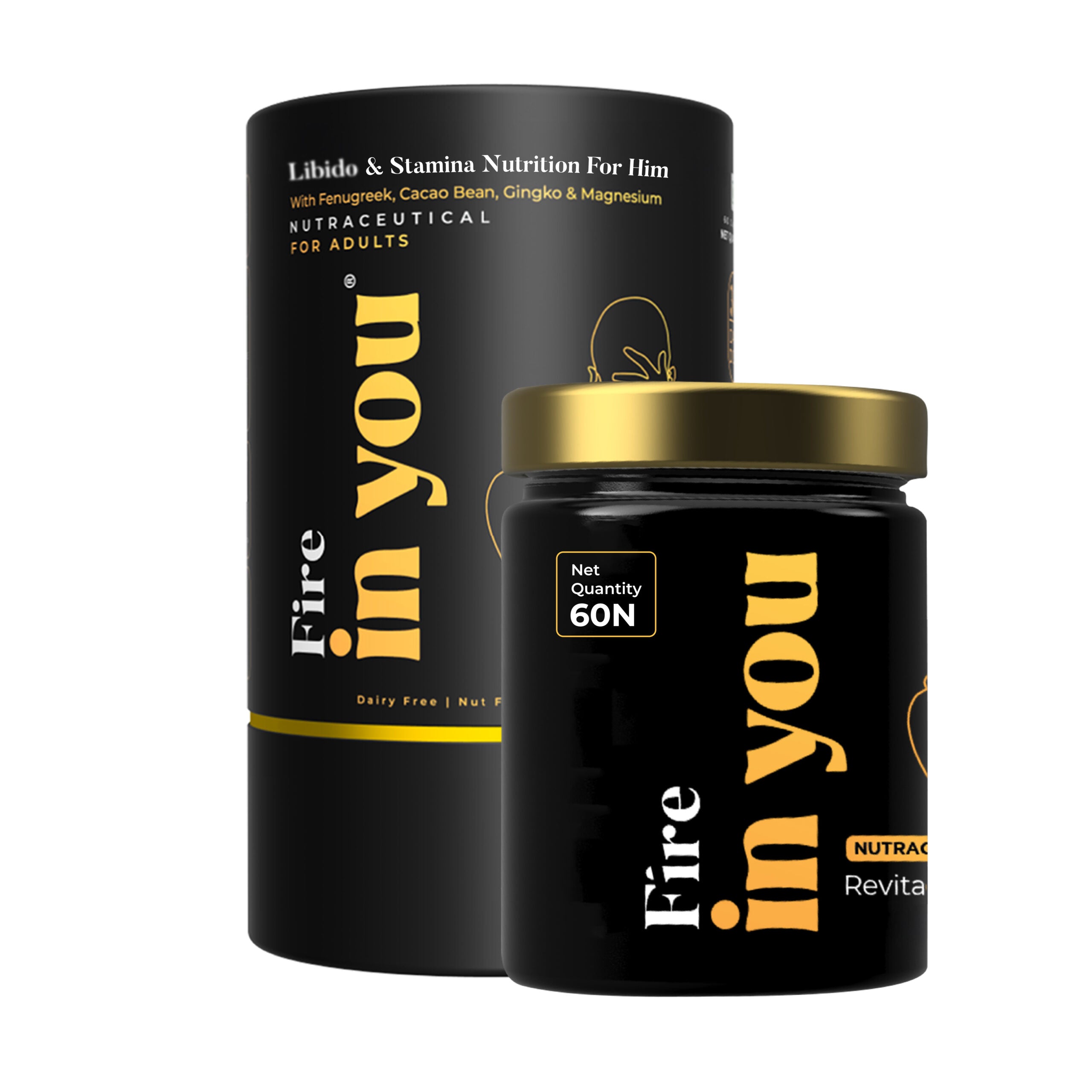 InYou Fire Mood & Endurance Support Supplement for Him - 60 Veg Caps