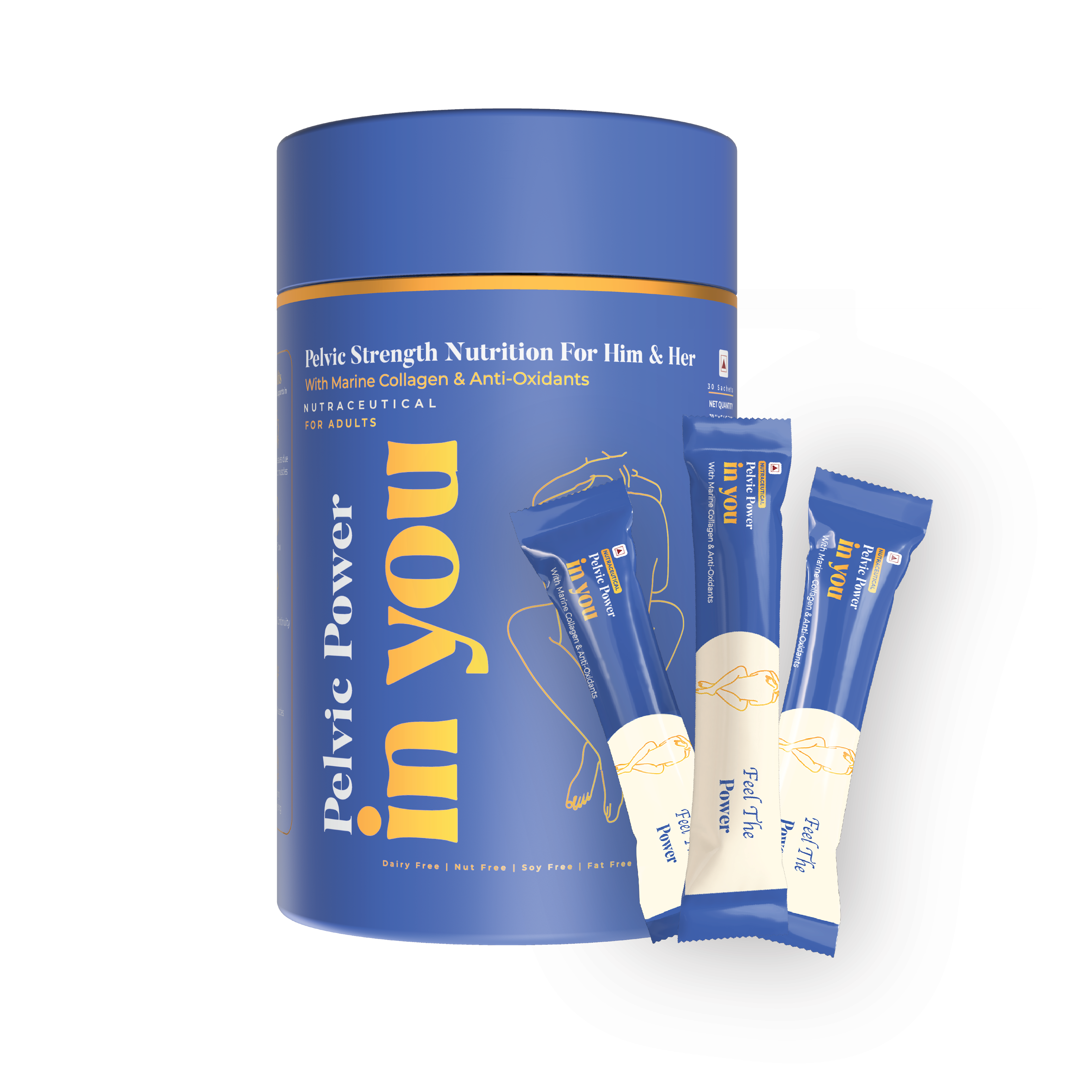 InYou Pelvic Power Collagen & Antioxidant Blend for Core Strength supplement for Both Him and Her - 30 Sachets